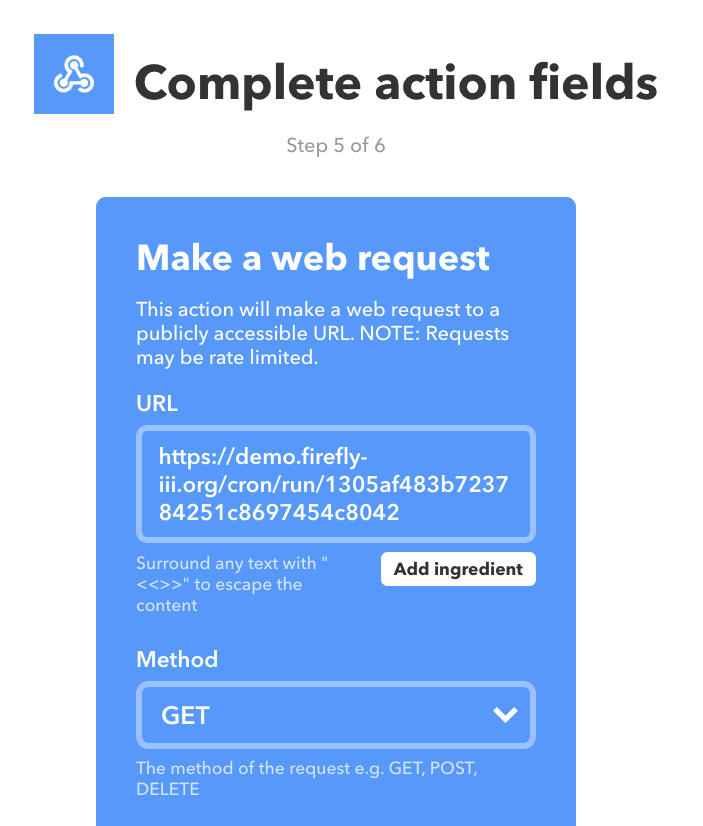 The result of setting up IFTTT