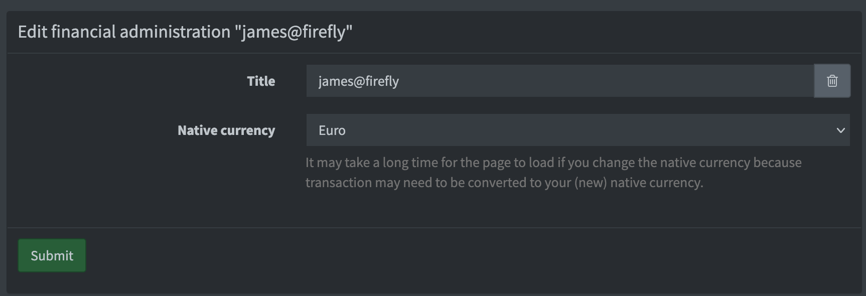 In this instance of Firefly III, the default currency is the British Pound.