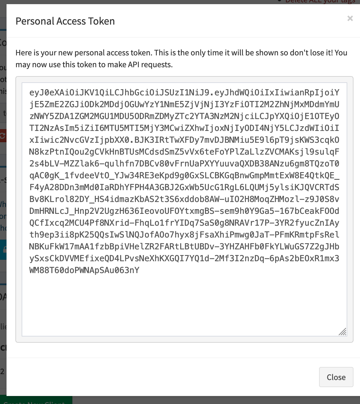 Copy the entire token.