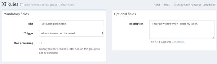 A new rule can be given some basic information.
